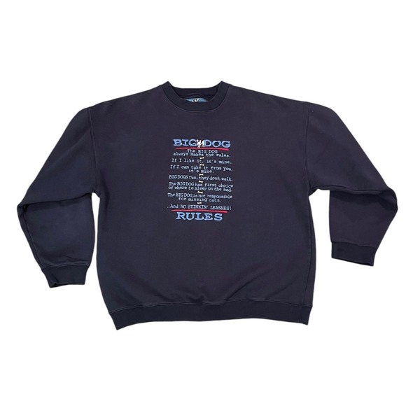 Big Dog Other - VTG Big Dog Sweatshirt Mens Crewneck Funny Graphic Rules Blue L